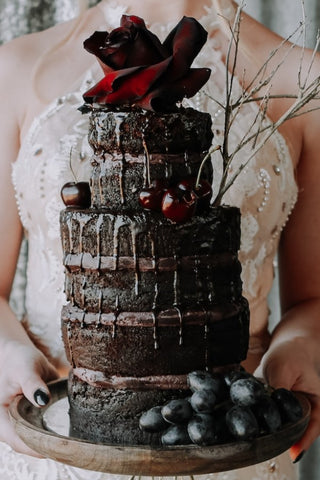 9. Moody Chocolate Naked Wedding Cake