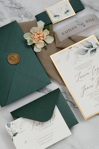 10. Emerald Green Quince Invitations