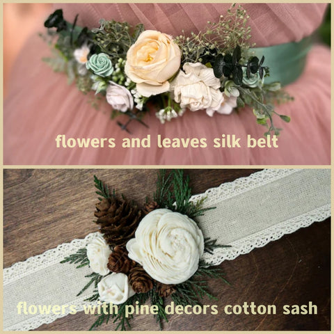 Flower silk & cotton belts