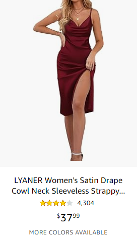 LYANER Women's Satin Drape Cowl Neck Sleeveless Strappy Cami Split Slit Party Midi Dress