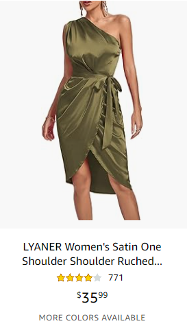 LYANER Women's Satin One Shoulder Shoulder Ruched Sleeveless Split Wrap Hem Self Belted Midi Dress