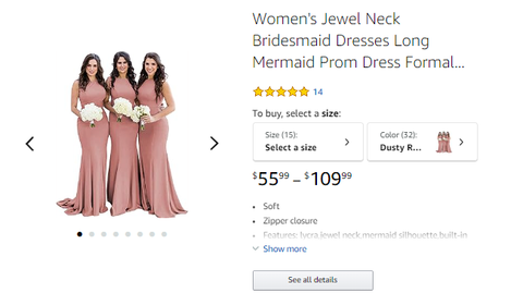 Women's Jewel Neck Bridesmaid Dresses Long Mermaid Prom Dress Formal Evening Gowns