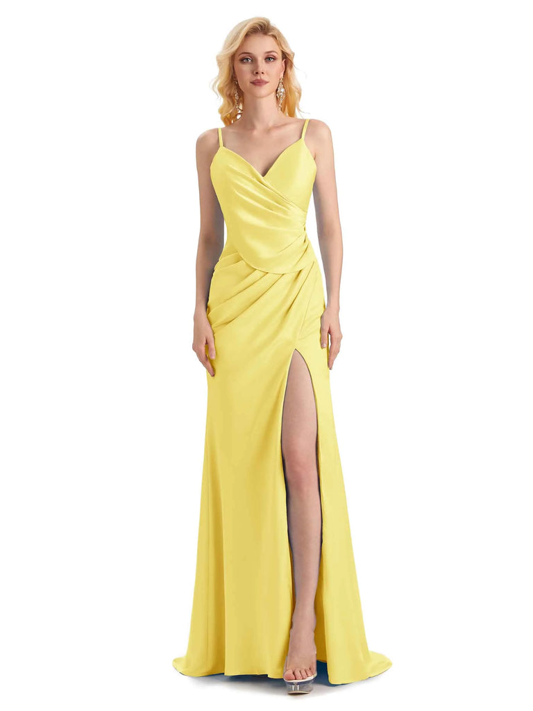 Sexy Side Slit Long Formal Mermaid Soft Satin Formal Prom Dresses 2023 ...