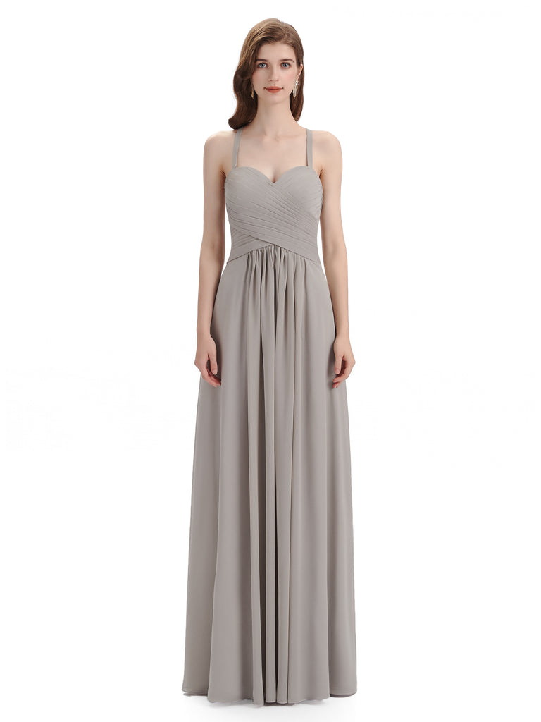 Elegant Spaghetti Strap Sweetheart Floor Length Bridesmaid Dresses ...