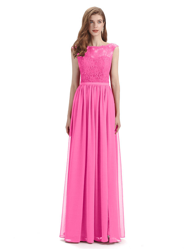 A-line Cheap Top Lace Floor-Length Bridesmaid Dresses - Chicsew