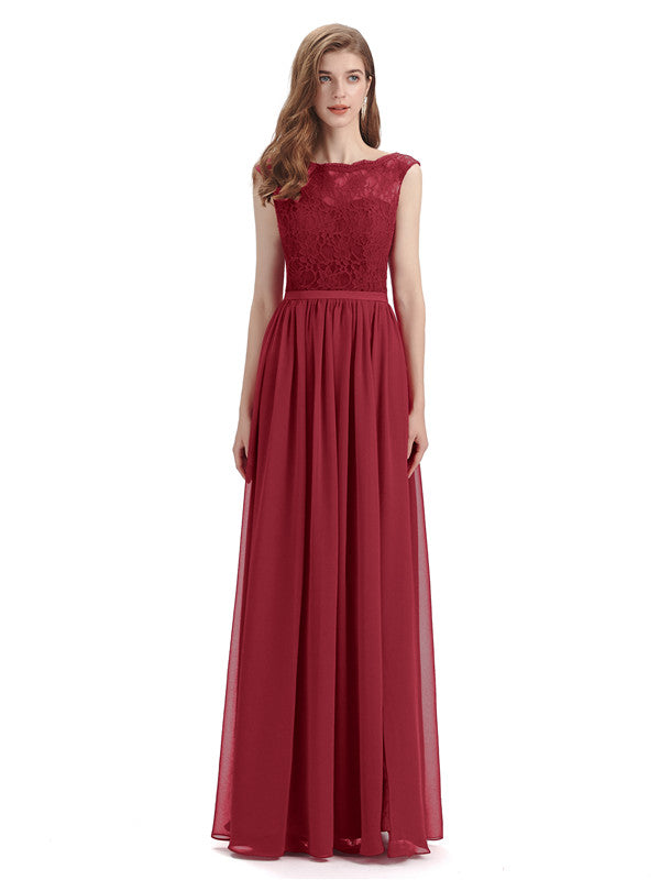 A-line Cheap Top Lace Floor-Length Bridesmaid Dresses - Chicsew