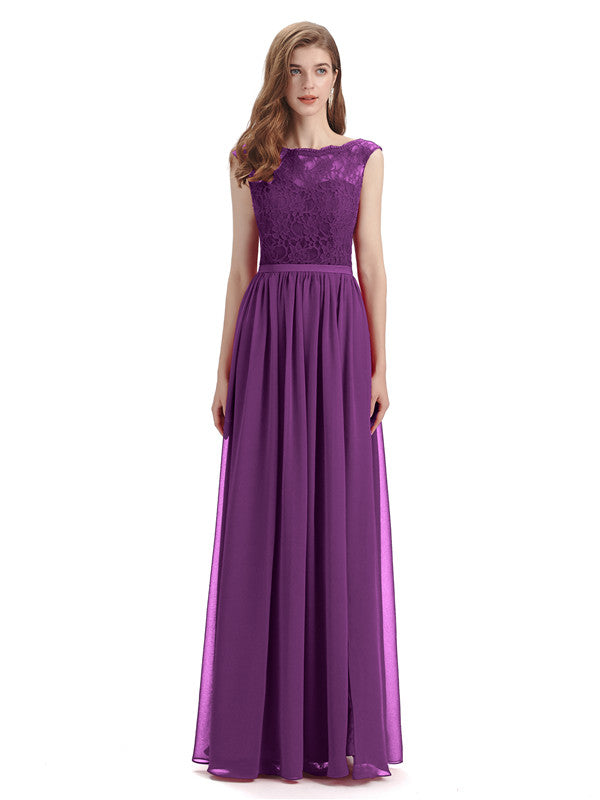 A-line Cheap Top Lace Floor-Length Bridesmaid Dresses - Chicsew