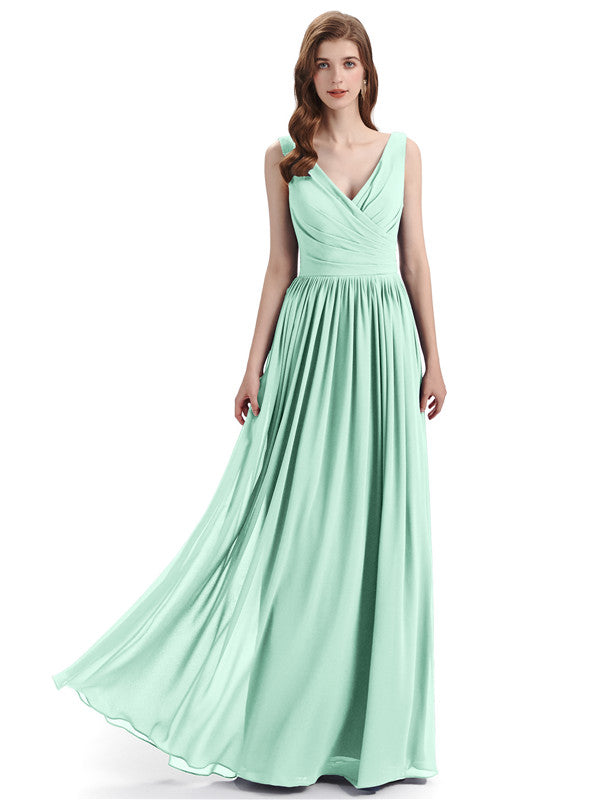 Elegant V-neck Floor Length Bridesmaid Dresses - Chicsew