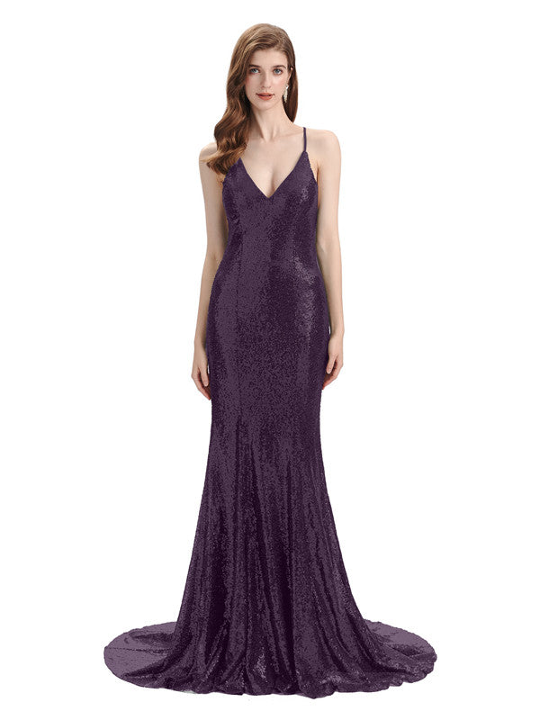 plum sequin bridesmaid dresses