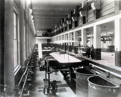 The first public display of the Wright Flyer at the Massachusetts Institute of Technology, 1916. Smithsonian Institution.