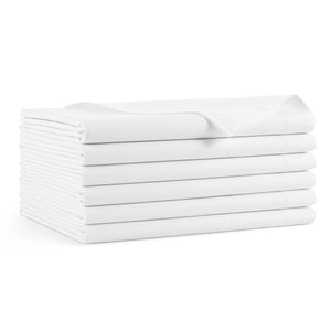 Host & Home Cotton Sateen Flat Sheets, 300 Thread Count, White, Color-Coded Hem, Size Options - Twin, Full, Queen, King - Pack of 6 or Case of 24 - Host and Home