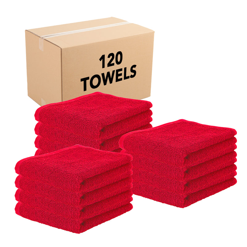 Choice 16 x 19 Red Striped 32 oz. Cotton Bar Towels in Bulk - 60/Case