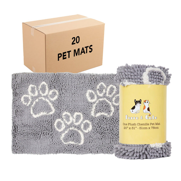 Arkwright Perro & Gato Chenille Pet Mat with Paw Print Design, Soft  Microfiber Chenille, Gray (26x35 in.)