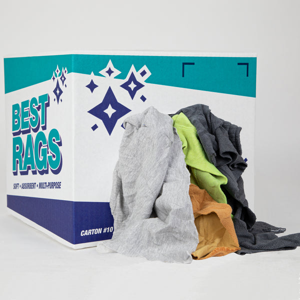 White Cotton Recycled Sheeting Rags Wiping Rags - 25 lbs. Box -  Multipurpose Cleaning