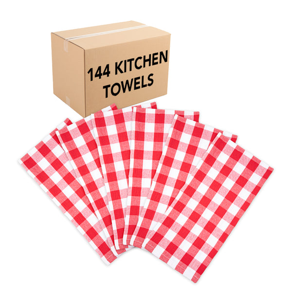 Sloppy Chef Buffalo Plaid Kitchen Towel 6-Pack, 20x30 in., Six Colors, Buy A 6-Pack or Buy A Bulk Case of 144, Beige
