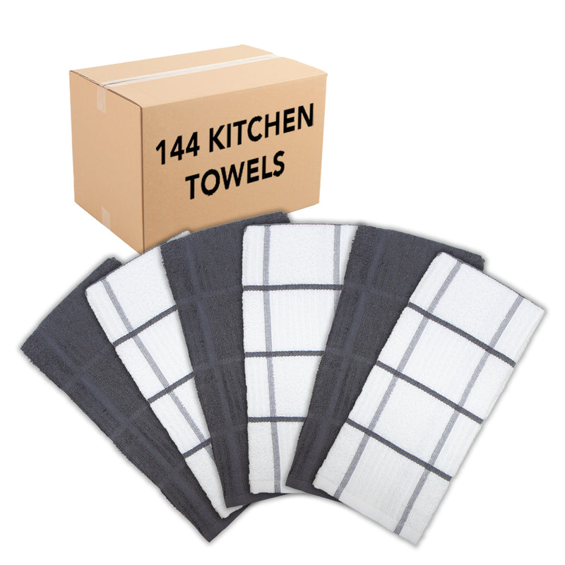 Sloppy Chef Bulk Case of 192 Bar Mop Kitchen Towels, 16x19 in., Assorted Colors and Patterns, Single Style per Pack, 48 Packs of