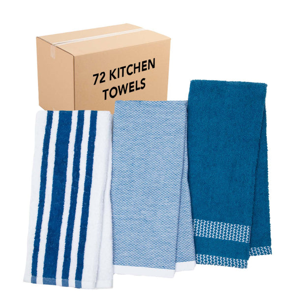 Bali Blue Jumbo Jumbo Striped Cotton Kitchen Dish Towels Set of 3 from Now  Designs - Cherryland Sales