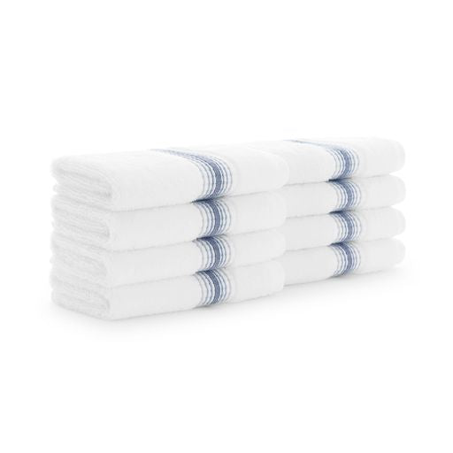 White Classic Hotel Collection Hand Towels, Luxury Blue Hand Towels - Soft  100% Cotton High Absorbent Hotel Hand Towels for Bathroom, Spa, Gym 