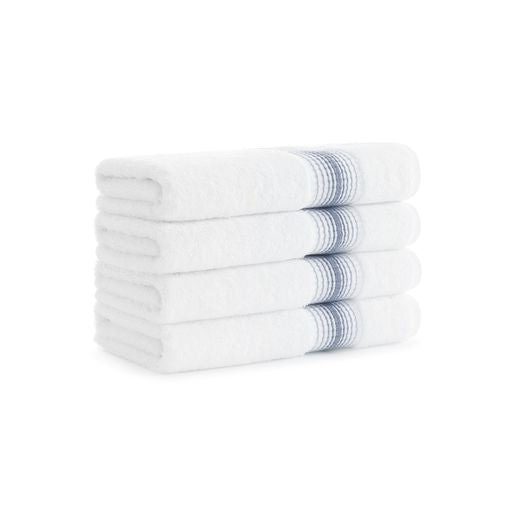 Aston and Arden White Turkish Luxury Striped Towels with for Bathroom 600  GSM, 30x60 in., 2-Pack , Super Soft Absorbent Bath