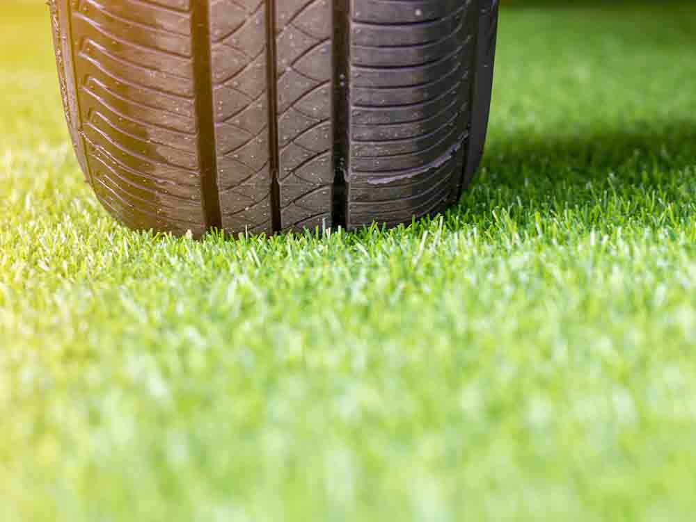 Car parked on reinforced grass pavers