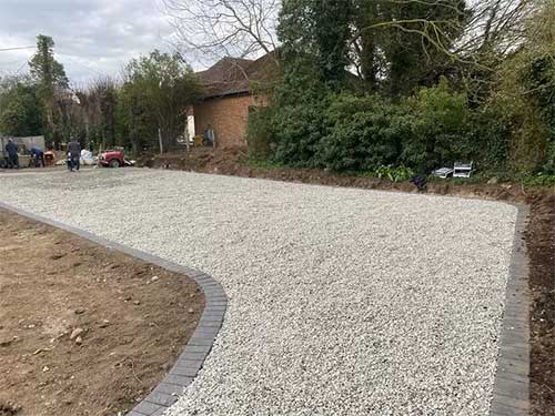 Gravel Driveway with Bend