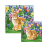 Picture of Ambiente servetten - Konijnen met voorjaarsbloemen - 2 pakjes 33x33cm en 25x25cm - groen bruin paars geel roze - Pasen