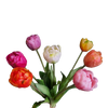 Picture of Viv! Home Luxuries - Tulpen boeket - 7 stuks - kunststof bloem - 40cm - oranje geel roze perzik wit paars