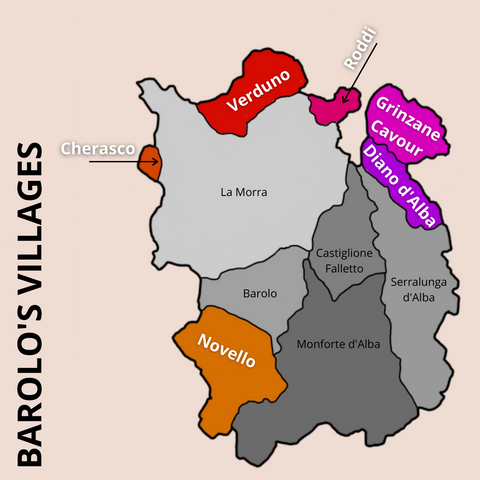 Map of barolo communes