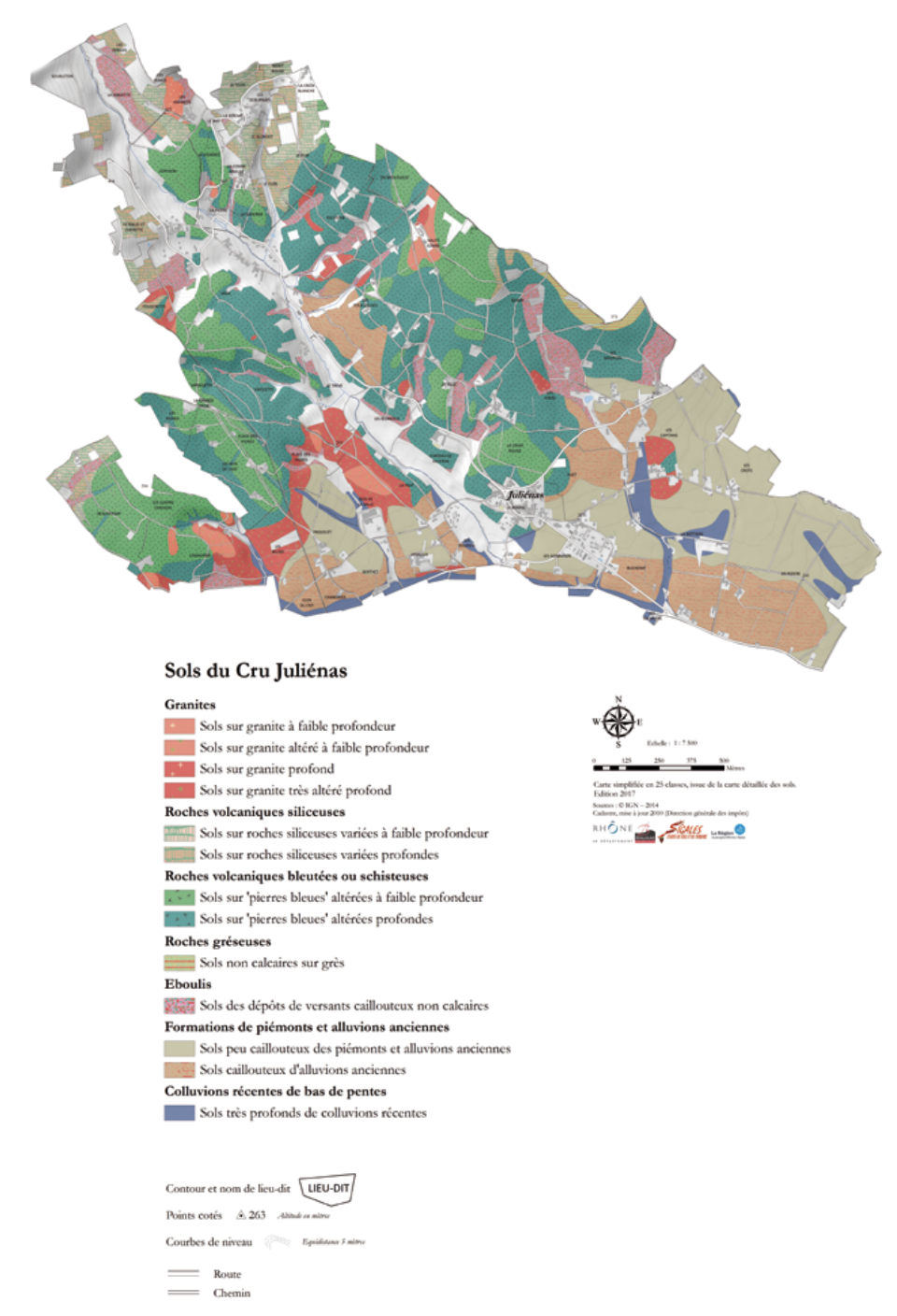 map of julienas by soil type