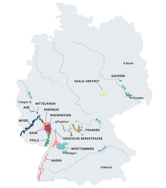 Map of German wine regions