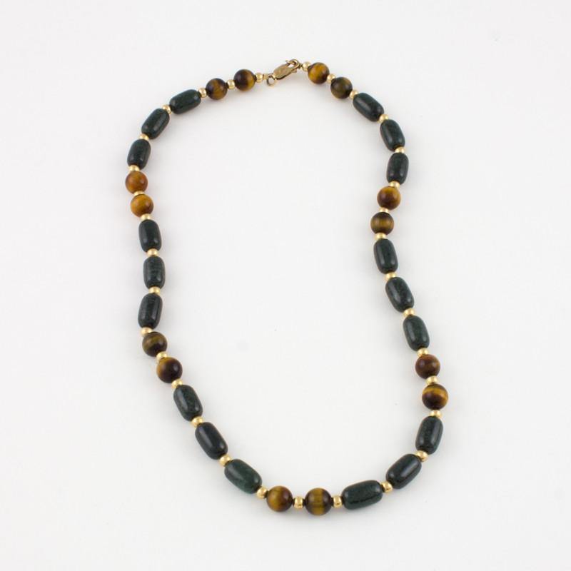 Dark green Jade and Tigereye Necklace | Jade Maya