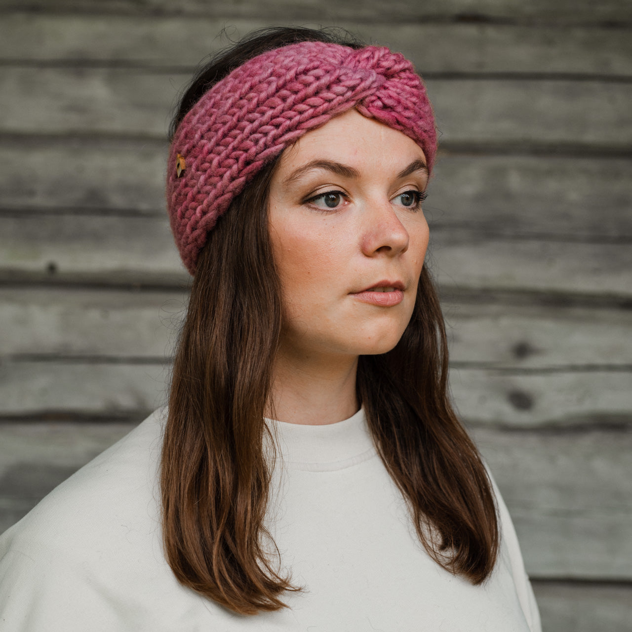 Coral knitted headband