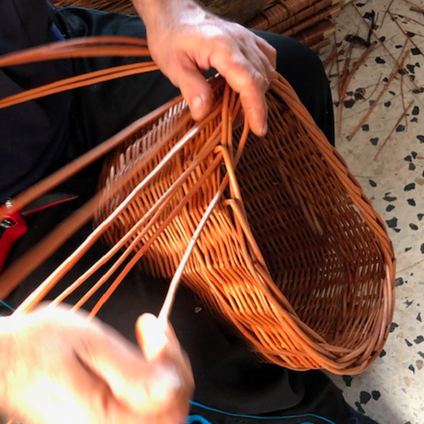 Wicker bike basket making