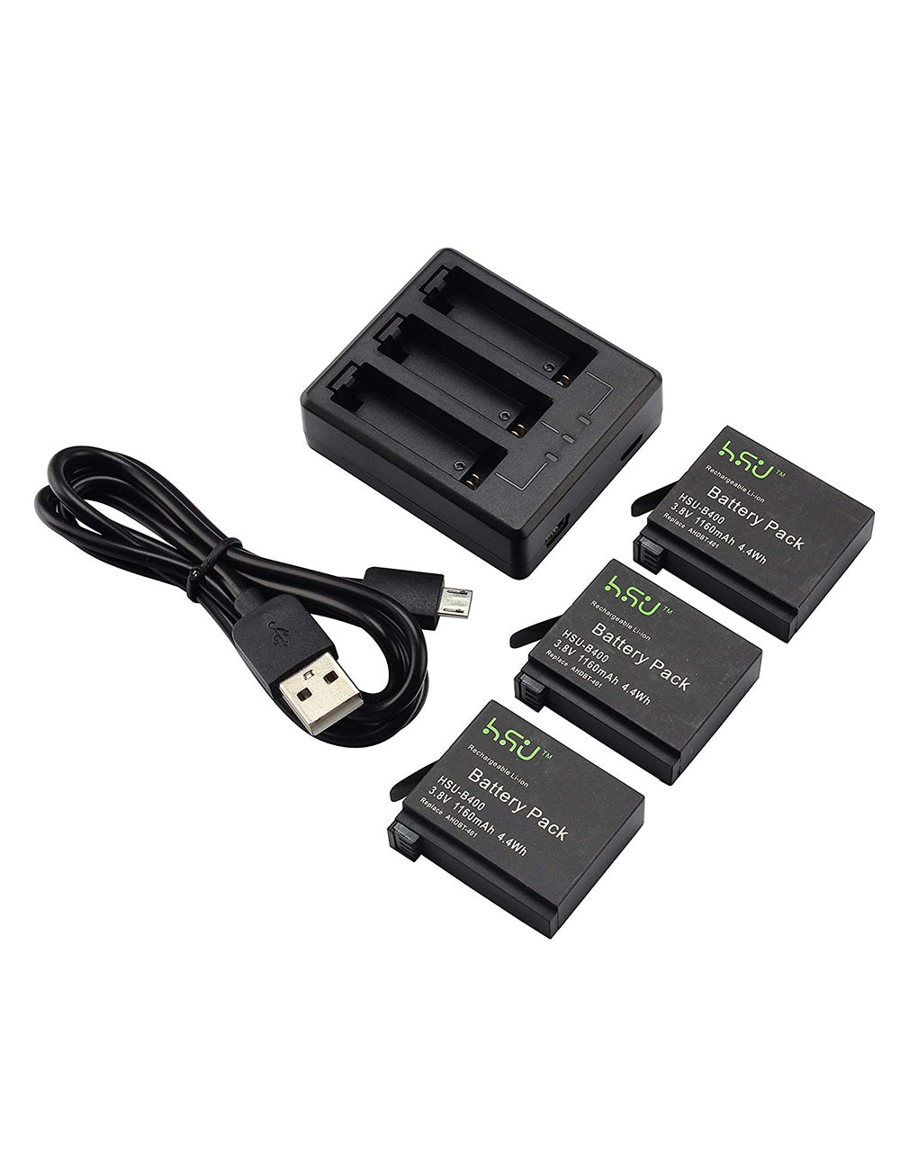 Hsu Rechargeable Battery And Triple Charger For Gopro Hero 4 Silver Hsupro