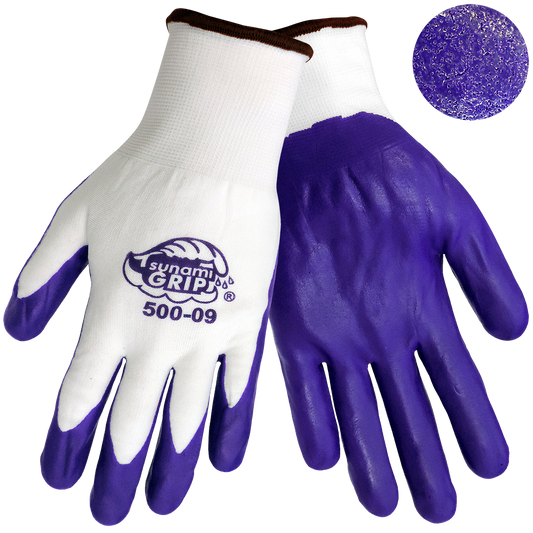 500MF Tsunami Grip Nitrile Coated Work Gloves with 13 Gauge Nylon Line –  BHP Safety Products