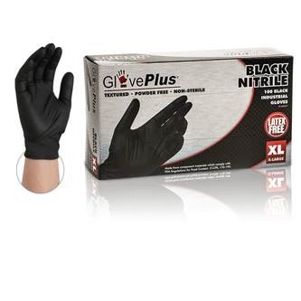 GlovePlus® Black Nitrile Gloves, Textured, Extra Thick GPNB by Ammex ...