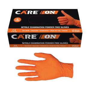 orange medical gloves