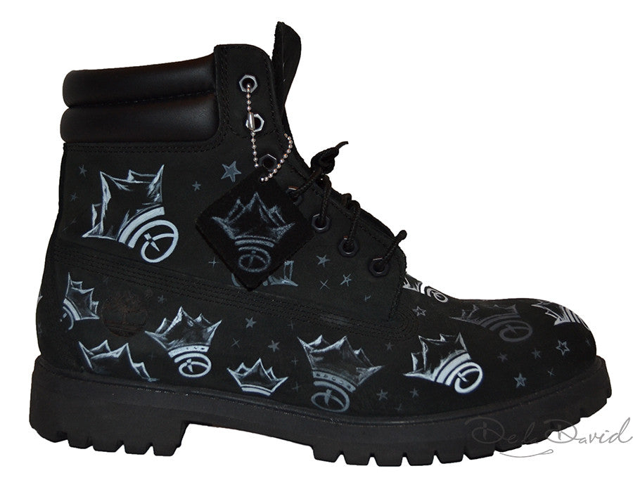 custom black timberlands