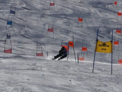Abishai Corey skiing in Austria.