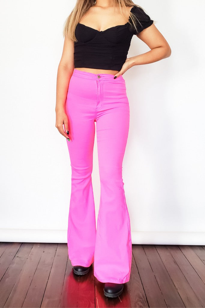 All The Views Flare Pants - Neon Yellow