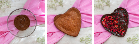 Making of Valentine's Day brownie recipe made with freeze-dried fruits