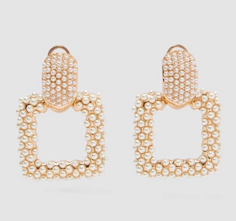 zara gold square earrings