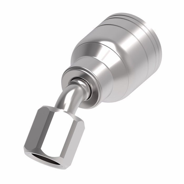 1AA4FJA4 Aeroquip by Danfoss | 1 & 2 Wire TTC Female JIC 37° Swivel 45° Elbow (FJA) Crimp Fitting | -04 Female JIC 37° Swivel x -04 Hose Barb | Steel