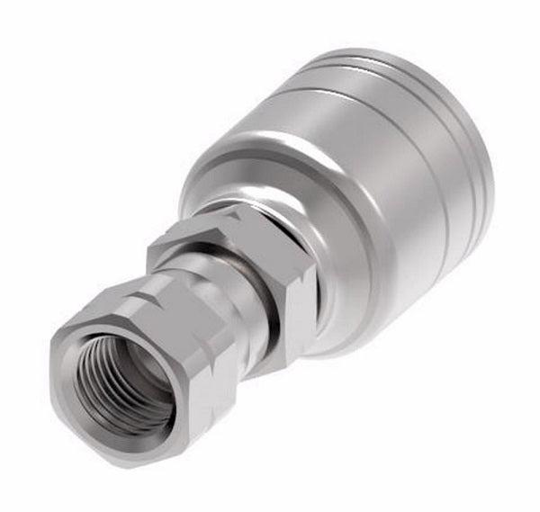 1AA4FS6 Aeroquip by Danfoss | 1 & 2 Wire TTC Female SAE 45° Swivel (FS) Crimp Fitting | -04 Female SAE 45° Swivel x -06 Hose Barb | Steel