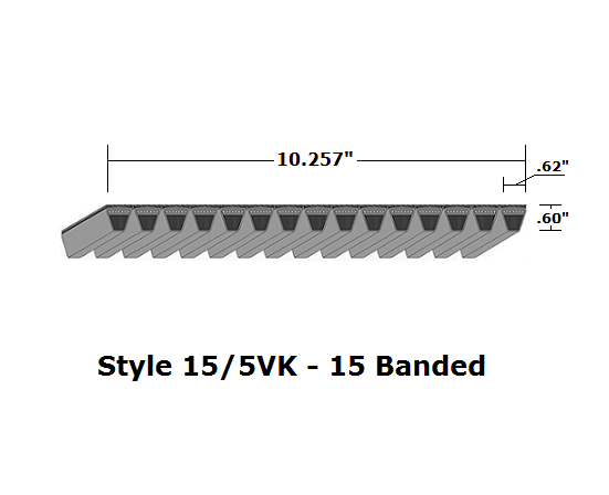 15/5VK1250 Wedge 15- Banded Kevlar V- Belt - 15/5VK - 125" O. C.