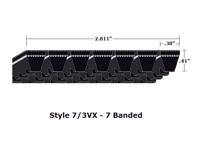 7/3VX360 Wedge 7- Banded Cogged Cut Edge V- Belt - 7/3VX - 36" O. C.