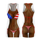 4th Of July | Vacation Cover Up | Postpartum Wear | Funny Dress | American Flag Bikini | Choose Skin Tone
