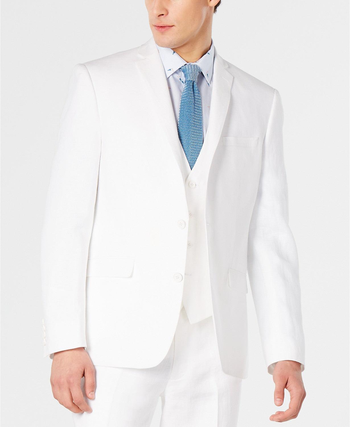 Bar III Men's Slim-Fit White Linen Suit 40L / 33 x 32 Flat Front Pant –  Bristol Apparel Co