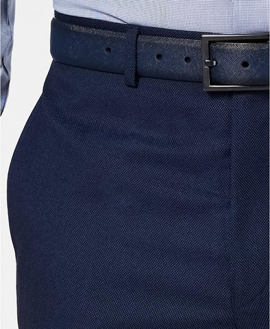 $125 Andrew Marc Men's Modern-Fit Stretch Blue Birdseye Dress Pants 37 x 32
