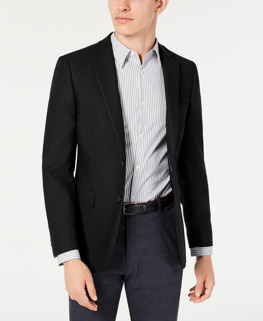 $295 Calvin Klein Men's Skinny-Fit Stretch Textured Sport Coat 38R Bla ...